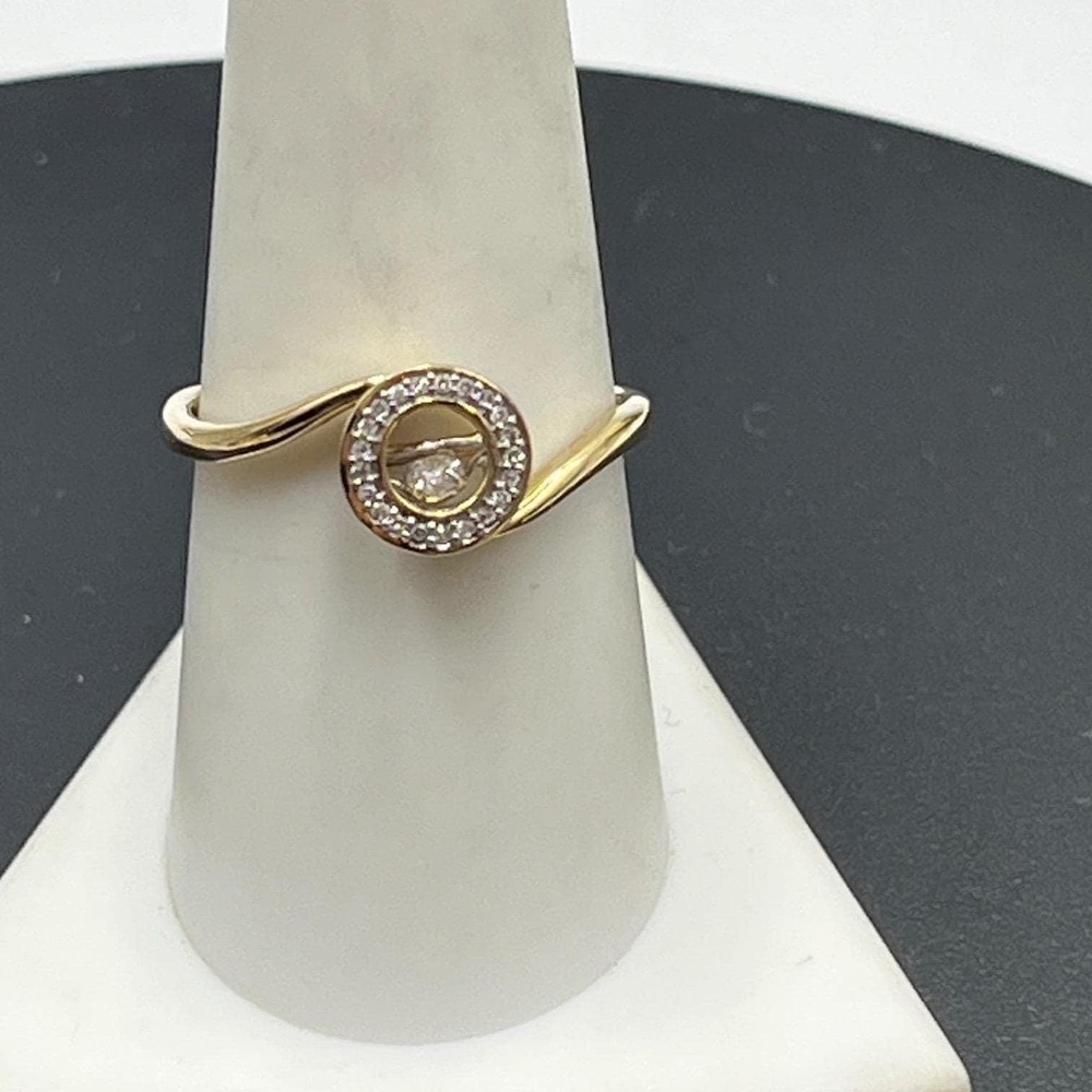 DC 14k Yellow Gold Floating Diamond Ring Dancing Stone Motion Spinner Ring 8.5